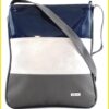 VIA55 női keresztpántos táska 3 sávval, rostbőr, kék-ezüst noioldaltaska.hu a