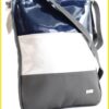 VIA55 női keresztpántos táska 3 sávval, rostbőr, kék-ezüst noioldaltaska-hu b