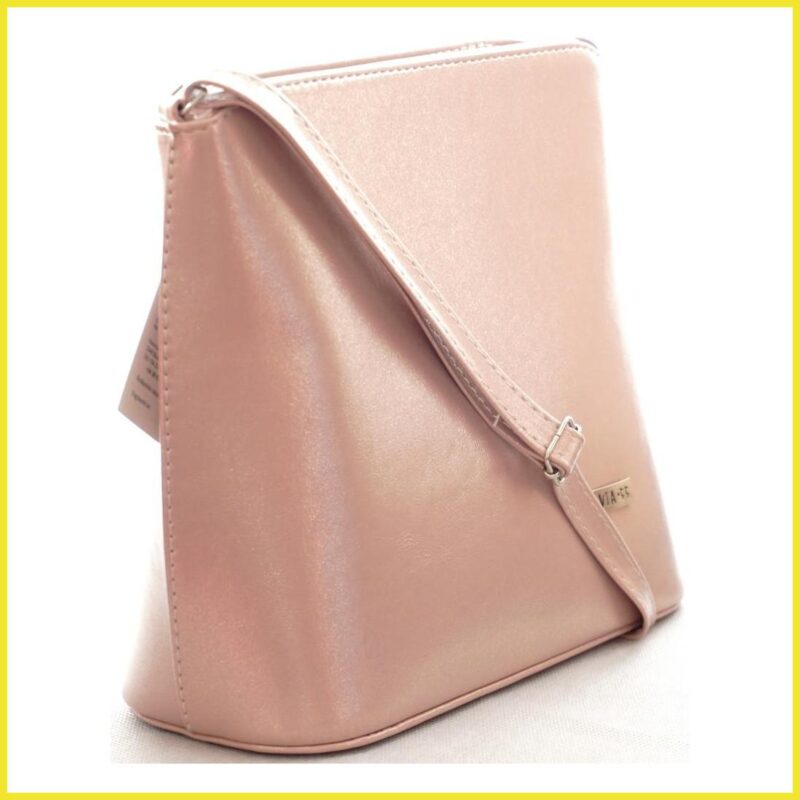 VIA55 elegáns női kis keresztpántos táska merev fazonban, rostbőr, rózsaszín noioldaltaska-hu b